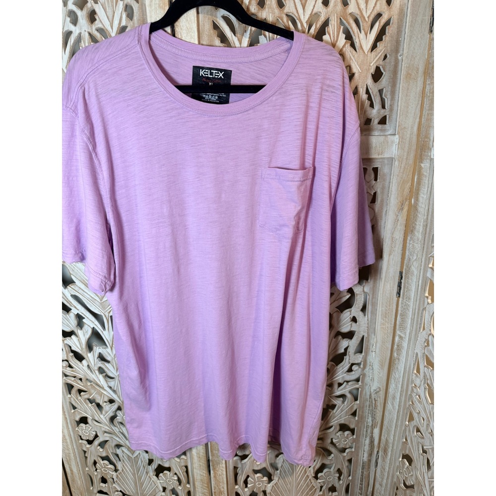 Keltex Womens XL Lavender Purple Slub Cotton Oversized Pocket T-Shirt Tee 0334 - Picture 2 of 5